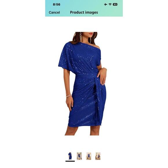 GRACE KARIN Women's Sequin Sparkly Glitter Party Club Dress Size L Blue W22 - Picture 1 of 5